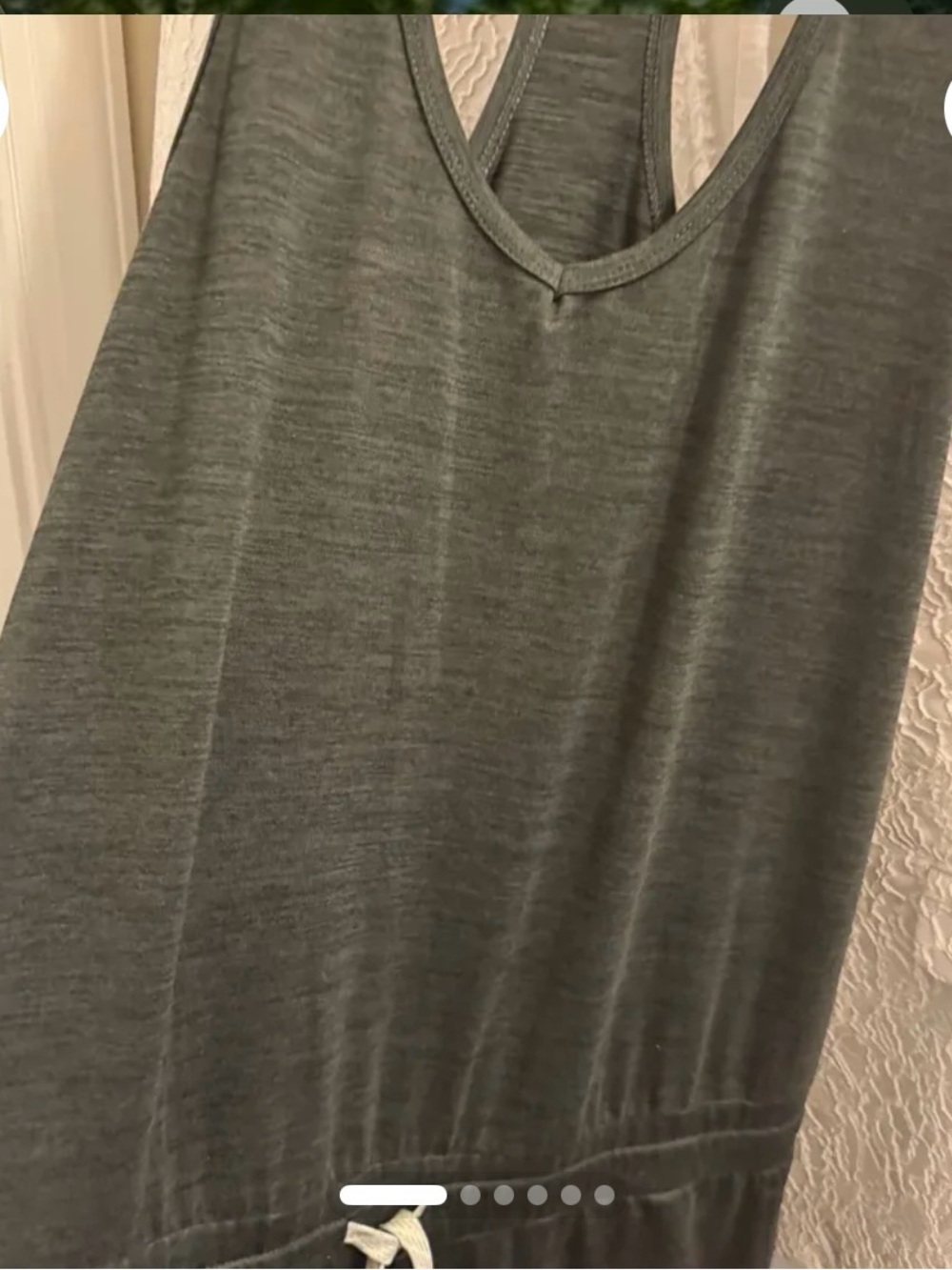 Vuori charcoal grey jumpsuit with razor back and cuffed ankles